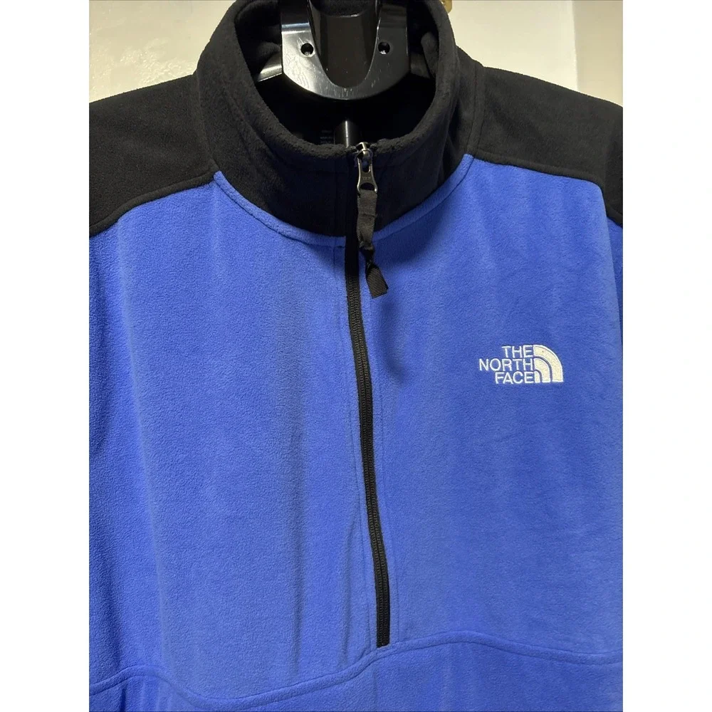 The North Face Men's Polartec 1/2 Zip Pullover Light Blue/Black-XXL